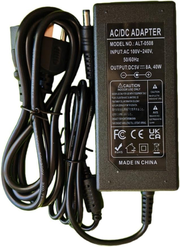 Lansan 5V 8A Power Supply Adapter, AC/DC 40W, 100V-240V Input, DC 5V 8A