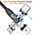 Shop 540° Rotating Magnetic Charging Cable 4 Pack (3/3/6/6ft) - 2.4A Fast Charge for iPhone, Samsung, Android & More!