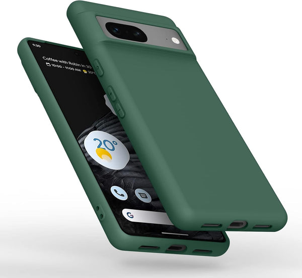 Amzpas Silicone Phone Case for Google Pixel 7, Soft Anti-Scratch Shockproof Protective Cover for Men Women - Dark Green