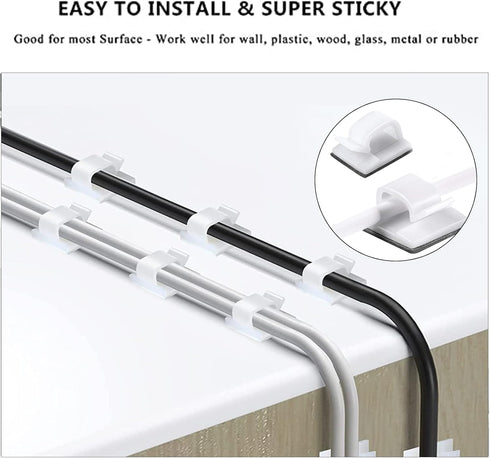 Cord Management Organizer Kit, 2 Cable Sleeves with 41 Self Adhesive Clips, 10pcs and 100 Fastening Cable Ties