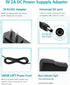 5V 2A 10W DC Power Supply Adapter, 100V-240V AC to DC 5 Volt with 5 Sizes Tips for Security Cameras