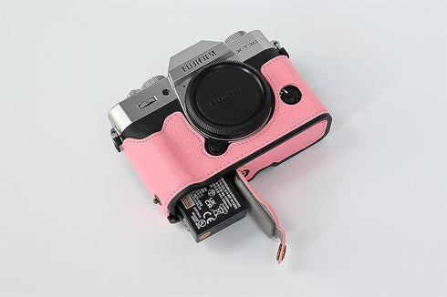 X-T30 Case, BMAOLLONGB Handmade PU Carbon Fibre Leather Half Camera Case for Fujifilm X-T30 with Hand Strap