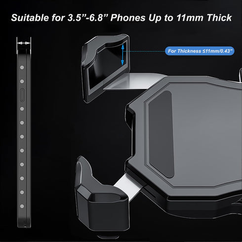 iMESTOU Motorcycle Phone Holder - Wireless Charger and USB 3.0 Quick Charge Mount, Fits 22-32mm Handlebar, Suitable for