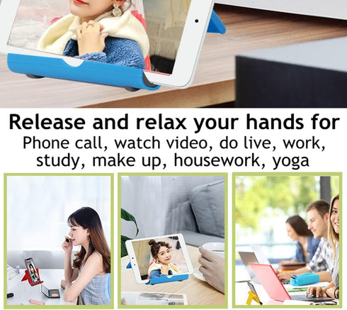 JUSDIQIR 2 Pack 2 Cell Phone Stand for Desk Mobile Phone Holders Desktop Tablet Stand, Foldable Phone Dock Universal
