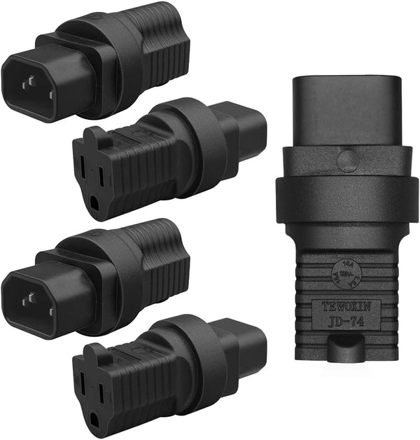 TEWOXIN 5 PCS IEC320 C14 to 5-15R Power Adapter Plug,3-Prong US Standard Grounding