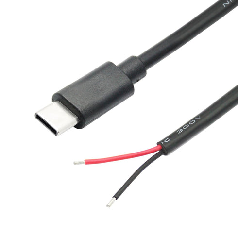 2 11inch, 5V/5A 2 20AWG, 4Pcs USB C to Pin Bare Wire Open End Power Cable USB Type C Male Plug Pin Pigtail Cable