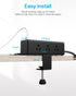 CCCEI 9 45W 4 1.6 inch Desk Clamp Power Strip with Outlets, Desktop Edge Mount Surge Protector with USB-A and USB-C
