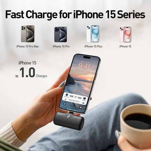 iWALK USB-C Portable Charger for iPhone 15, Mini 20W 4800mAh Wireless Power Bank, Fast Charging Travel Battery Pack