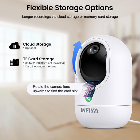INFIYA 2K Indoor-360 2.4GHz K7 2Pack Security Camera Cameras for Home Security and One-Tap Call