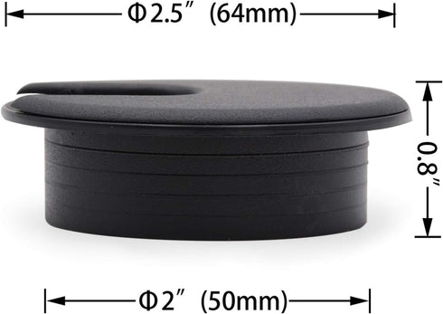 12 Pack 2 Inch Black Desk Grommet Kit, Plastic Cover for Office Wire Cable Hole Organizer