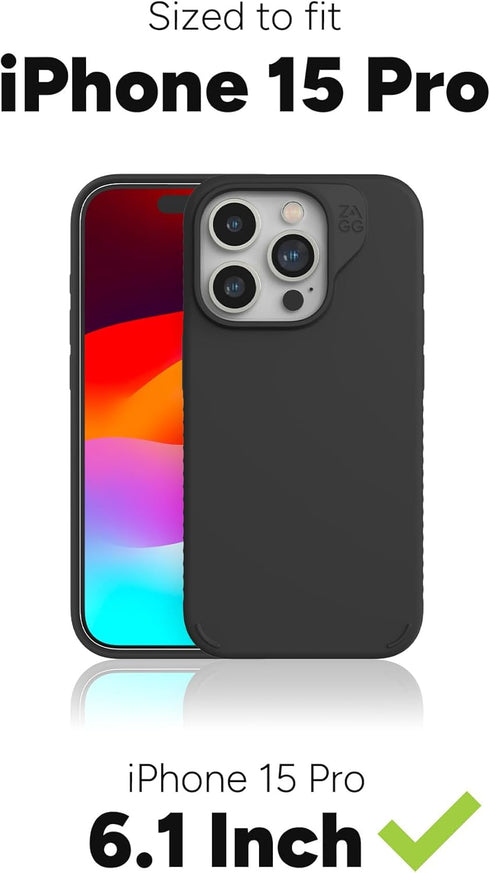 ZAGG Manhattan Snap Case for iPhone 15 Pro - Premium Silicone, Durable Graphene Material, MagSafe Phone Case, Lavender