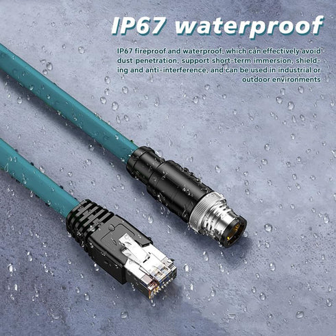 M12 to RJ45 Industrial Ethernet Cable,Automation Systems Interconnect M12 4 Pin D Code Male to RJ45 Male Shielded Cable Assembly, Cat5e SFTP 26 AWG 2M/6.6Ft