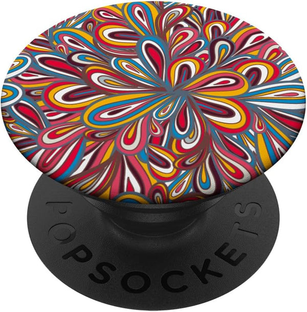 Colorful Print Red White Vintage PopSockets Standard Grip for Girls and Women