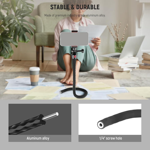NEEWER Flexible Phone Holder with Magnetic Quick Release Mount, Compatible with Insta360, DJI Action, Bendable Selfie