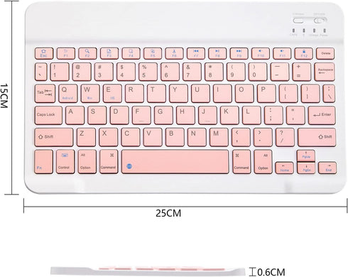 Ultra-Slim Bluetooth Keyboard, Portable Mini Wireless Rechargeable for Apple iPad, iPhone, Samsung Tablet, Smartphone,