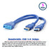 JSER Dual Port USB 3.0 A Male to 20 Pin Male Motherboard Extension Cable Adapter, 5Gbps