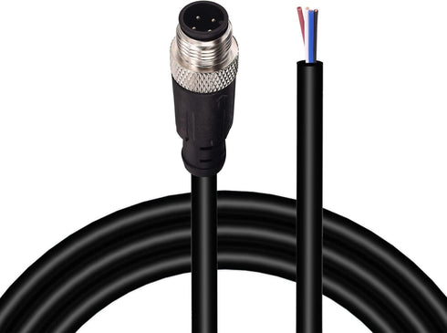M12 Sensor Connector Aviation Cable - Male 4 pin Straight 6.5Ft/2M Waterproof Electrical Cable