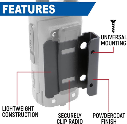 Rugged Radios Single Side Radio Mount for V3 RH5R RDH R1 GMR2 and Baofeng – Features Universal Design Lightweight and Hardware Included