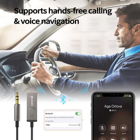 Bluetooth 5.3 to Aux Adapter for Car, USB to 3.5mm Bluetooth Receiver for Hands-Free Call and Music