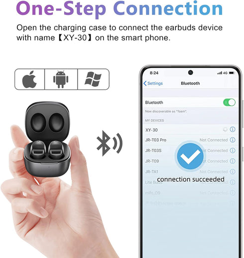 ELOVEN Wireless Earbuds, Deep Bass Stereo Sound Bluetooth Earbuds, 120H True Wireless Headphones with Ear Caps (S/M/L)