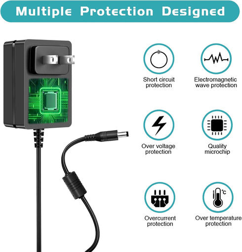 24V 1A Power Supply AC Adapter, DC Power Cord for LED Strip Light, CCTV Camera, Bluetooth Speaker, Nail Lamp