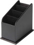 JACKCUBE DESIGN Black Leather Remote Control Organizer Holder with 4 Compartments, Media Storage Box (MK292A)