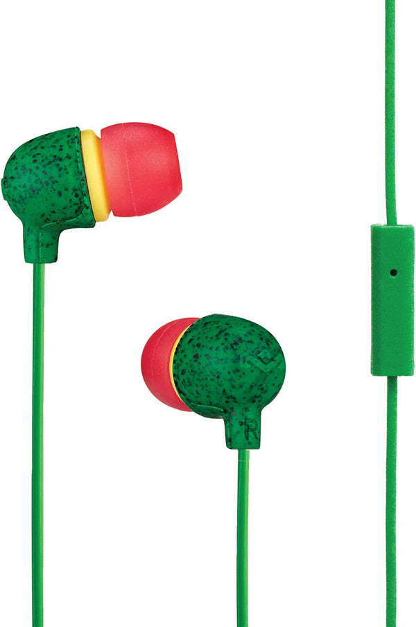 House of Marley Little Bird: Wired Earphones with Microphone, Noise Isolating Design, Sustainable Materials, Rasta
