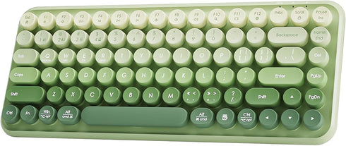 Typewriter Keyboard Wireless 2.4GHz/Bluetooth/USB-C, Rechargeable Membrane Gaming Keyboard, Matcha Green