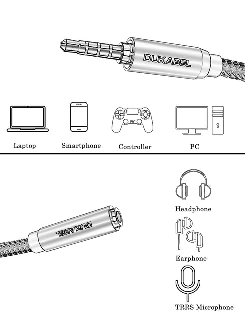 DUKABEL Headphone Extension Cable, 3.5mm TRRS Headphone Extension with Mic Male to Female Stereo Audio Cable for Smartphone,PC,TV,Headset,PS4 Controller,Car,Speaker etc.(4ft/1.2m)