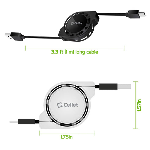 Retractable USB-C Charger Cable, 3 Feet, Compatible with iPhone 15 Series, Samsung Galaxy, Google Pixel, iPad