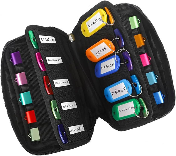 USB Flash Drive Case Organizer Premium Soft Neoprene Storage Holder with 20