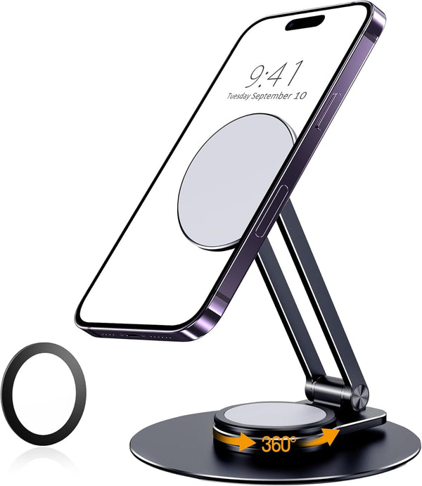 CreaDream Magnetic Phone Stand for Desk, Adjustable Aluminum MagSafe iPhone Stand, Compatible with iPhone 15 14 13 12