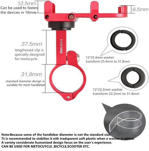 GUB Bicycle & Motorcycle Phone Mount, Aluminum Bike Phone Holder with 360° Rotation, Compatible with iPhone & Samsung