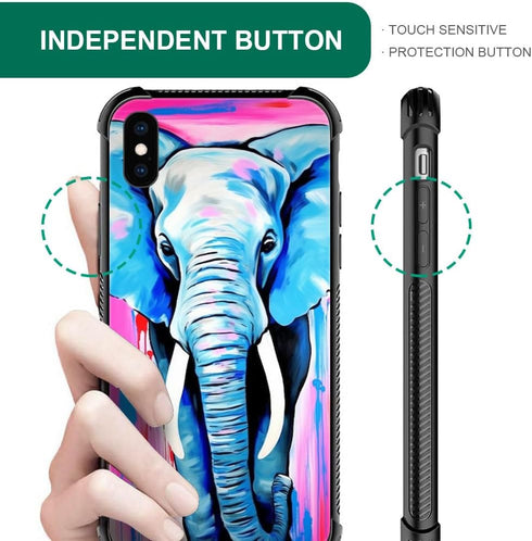 Compatible African Elephants Pattern Design Shockproof Case for iPhone X/XS, Anti-Scratch Hard PC Back Case