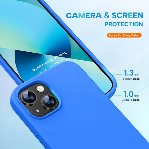 Miracase Designed Case for iPhone 13, Shockproof Liquid Silicone Rubber with Tempered Glass Screen Protector - 6.1 inch