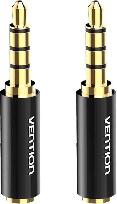 VENTION 2 Pack 2.5mm Male to 3.5mm Female Adapter, Premium Quality Audio Adapter Converter (Black)