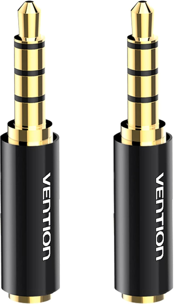 VENTION 2 Pack 2.5mm Male to 3.5mm Female Adapter, Premium Quality Audio Adapter Converter (Black)