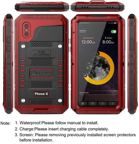 Beasyjoy for iPhone Xs Case, Heavy Duty Metal Case for iPhone X/10, Waterproof Shockproof Full Body Protection
