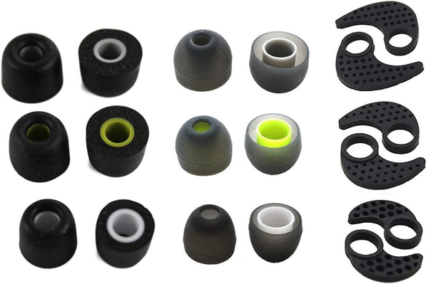 Zotech Accessory Pack for JayBird BlueBuds X, X2 & X3 - 3 Memory Foam, 3 Silicone EarFINS & 3 Rubber Earbuds
