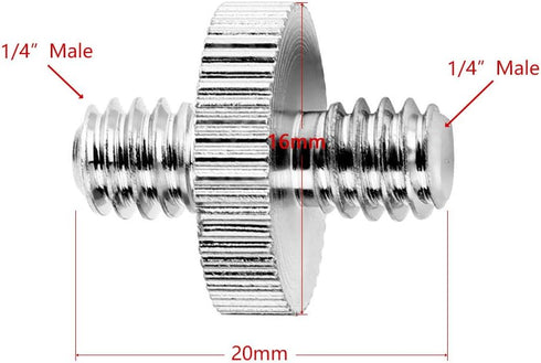 Anwenk Standard 1/4"-20 Male to 1/4"-20 Male Threaded Tripod Screw Adapter Standard Tripod Mounting Thread Camera Screw Adapter Converter, Precision Made (5 Pack)