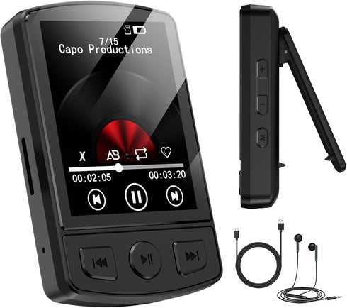 KOVCDVI MP3 Player with Clip 64GB Mini MP3 Player with Bluetooth 5.2,Portable MP3
