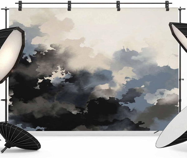 Hokiten Backdrop for Photography, Black Blue Beige Brushed Microfiber Fabric Backdrop Curtain for