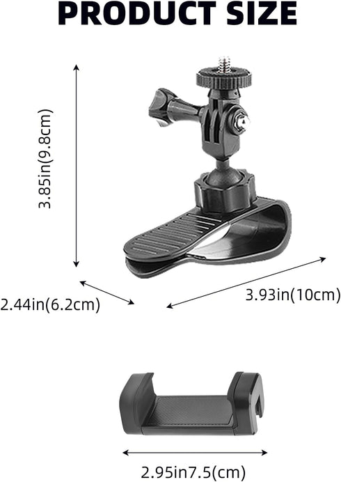 Car Sun Visor Mount for Insta360 X4 X3 X2, DJI Osmo Pocket 3, Action 4 3, with Phone Clip for Vlog/Video POV