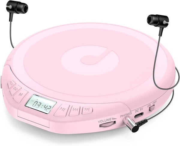 Gueray CD Player Portable CD Dsicman: with Earphones for Car with Anti-Skip Shockproof