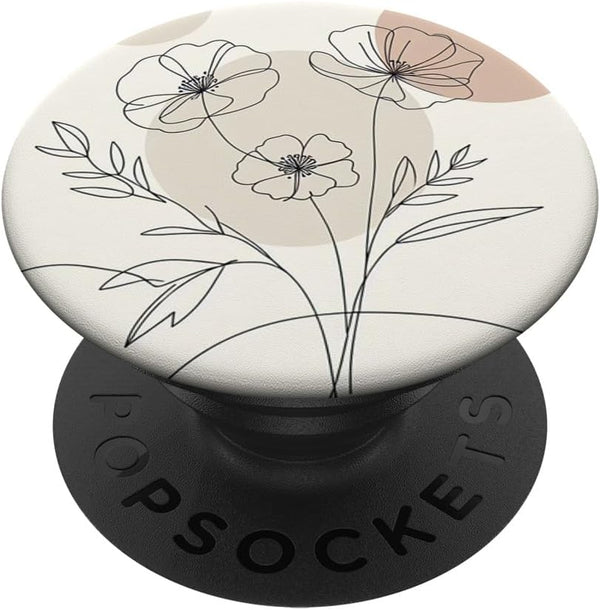 White Cream Beige Boho Chic Minimalist Flower, PopSockets Standard PopGrip