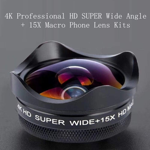 Andoer 4K Smartphone Camera Lens 0.45X Wide Angle and 15X Macro Phone Lens with Universal Clip