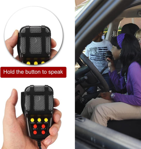 Partol Car Siren Horn 5 Tone - Vehicle Siren Speaker with Mic PA System, 100W Emergency Sound Amplifier