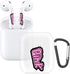 RockMax Cute Clear Case for AirPods 2nd Generation with Black Keychain and Pink Decal Stickers