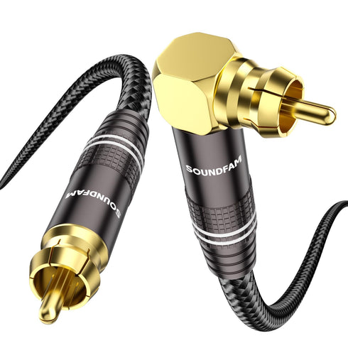 High-End Subwoofer Cable 6ft - 90 Right Angle RCA Cable | 75