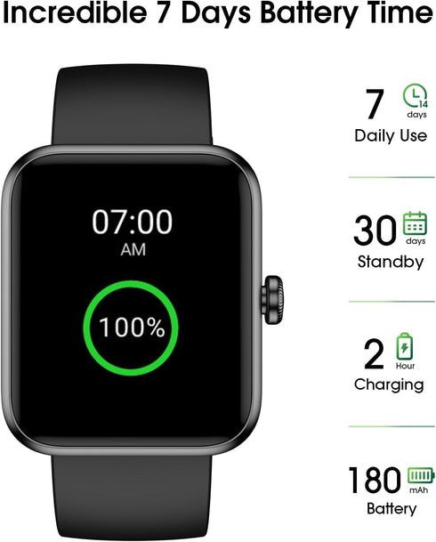 Smart Watch, Fitness Tracker, 45mm Touchscreen, Heart Rate Monitor, Blood Oxygen, Sleep Tracking, IP68 Waterproof,